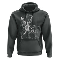 Rock Skeleton Cat Playing Guitar Hoodie Funny Halloween Kitty Music Lovers - Wonder Print Shop
