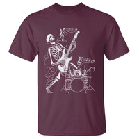 Rock Skeleton Cat Playing Guitar T Shirt Funny Halloween Kitty Music Lovers - Wonder Print Shop