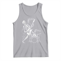 Rock Skeleton Cat Playing Guitar Tank Top Funny Halloween Kitty Music Lovers - Wonder Print Shop