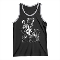 Rock Skeleton Cat Playing Guitar Tank Top Funny Halloween Kitty Music Lovers - Wonder Print Shop