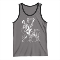 Rock Skeleton Cat Playing Guitar Tank Top Funny Halloween Kitty Music Lovers - Wonder Print Shop