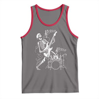 Rock Skeleton Cat Playing Guitar Tank Top Funny Halloween Kitty Music Lovers - Wonder Print Shop