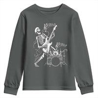 Rock Skeleton Cat Playing Guitar Youth Sweatshirt Funny Halloween Kitty Music Lovers - Wonder Print Shop