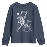 Rock Skeleton Cat Playing Guitar Youth Sweatshirt Funny Halloween Kitty Music Lovers - Wonder Print Shop