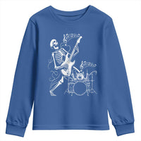 Rock Skeleton Cat Playing Guitar Youth Sweatshirt Funny Halloween Kitty Music Lovers - Wonder Print Shop