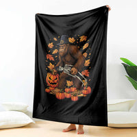 Funny Bigfoot Skeleton Throw Blanket Thanksgiving Day Sasquatch Pilgrim - Wonder Print Shop