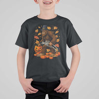 Funny Bigfoot Skeleton T Shirt For Kid Thanksgiving Day Sasquatch Pilgrim - Wonder Print Shop