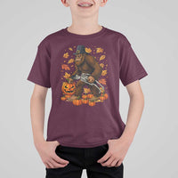 Funny Bigfoot Skeleton T Shirt For Kid Thanksgiving Day Sasquatch Pilgrim - Wonder Print Shop