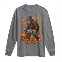 Funny Bigfoot Skeleton Long Sleeve Shirt Thanksgiving Day Sasquatch Pilgrim - Wonder Print Shop