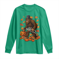 Funny Bigfoot Skeleton Long Sleeve Shirt Thanksgiving Day Sasquatch Pilgrim - Wonder Print Shop