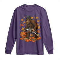 Funny Bigfoot Skeleton Long Sleeve Shirt Thanksgiving Day Sasquatch Pilgrim - Wonder Print Shop