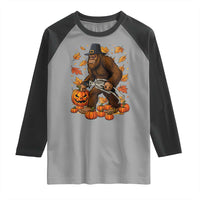 Funny Bigfoot Skeleton Raglan Shirt Thanksgiving Day Sasquatch Pilgrim - Wonder Print Shop