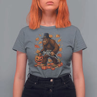 Funny Bigfoot Skeleton T Shirt For Women Thanksgiving Day Sasquatch Pilgrim - Wonder Print Shop