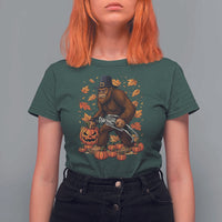 Funny Bigfoot Skeleton T Shirt For Women Thanksgiving Day Sasquatch Pilgrim - Wonder Print Shop