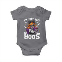 Funny Skull Halloween Baby Onesie I Am Just Here For The Boos Skeleton Party Girl - Wonder Print Shop