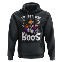 Funny Skull Halloween Hoodie I Am Just Here For The Boos Skeleton Party Girl - Wonder Print Shop