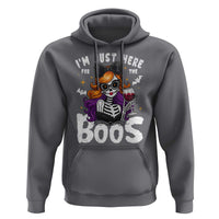 Funny Skull Halloween Hoodie I Am Just Here For The Boos Skeleton Party Girl - Wonder Print Shop