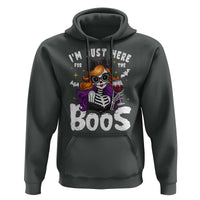 Funny Skull Halloween Hoodie I Am Just Here For The Boos Skeleton Party Girl - Wonder Print Shop