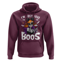 Funny Skull Halloween Hoodie I Am Just Here For The Boos Skeleton Party Girl - Wonder Print Shop