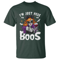 Funny Skull Halloween T Shirt I Am Just Here For The Boos Skeleton Party Girl - Wonder Print Shop