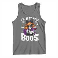 Funny Skull Halloween Tank Top I Am Just Here For The Boos Skeleton Party Girl - Wonder Print Shop
