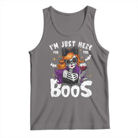 Funny Skull Halloween Tank Top I Am Just Here For The Boos Skeleton Party Girl - Wonder Print Shop