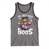Funny Skull Halloween Tank Top I Am Just Here For The Boos Skeleton Party Girl - Wonder Print Shop