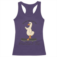 Hang On Let Me Overthinking This Racerback Tank Top Funny Duck Skateboard Sarcastic Skater - Wonder Print Shop