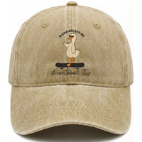 Hang On Let Me Overthinking This Washed Cotton Baseball Cap Funny Duck Skateboard Sarcastic Skater