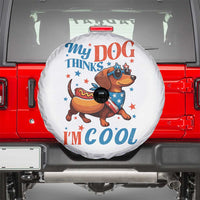Funny Patriotic Dachshund Spare Tire Cover My Dog Thinks I Am Cool USA Dog Lover - Wonder Print Shop