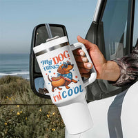 Funny Patriotic Dachshund Tumbler With Handle My Dog Thinks I Am Cool USA Dog Lover