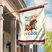 Funny Patriotic Dachshund Garden Flag My Dog Thinks I Am Cool USA Dog Lover