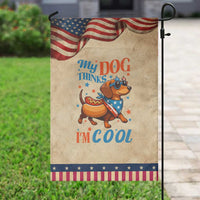 Funny Patriotic Dachshund Garden Flag My Dog Thinks I Am Cool USA Dog Lover