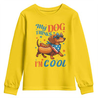 Funny Patriotic Dachshund Youth Sweatshirt My Dog Thinks I Am Cool USA Dog Lover - Wonder Print Shop