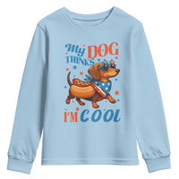 Funny Patriotic Dachshund Youth Sweatshirt My Dog Thinks I Am Cool USA Dog Lover - Wonder Print Shop