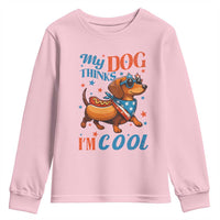 Funny Patriotic Dachshund Youth Sweatshirt My Dog Thinks I Am Cool USA Dog Lover - Wonder Print Shop