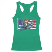 Funny Jesus Shark Racerback Tank Top Christian Patriotic American Flag Meme - Wonder Print Shop