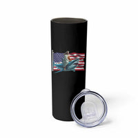 Funny Jesus Shark Skinny Tumbler Christian Patriotic American Flag Meme