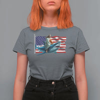 Funny Jesus Shark T Shirt For Women Christian Patriotic American Flag Meme - Wonder Print Shop