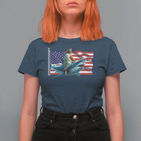 Funny Jesus Shark T Shirt For Women Christian Patriotic American Flag Meme - Wonder Print Shop