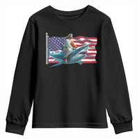 Funny Jesus Shark Youth Sweatshirt Christian Patriotic American Flag Meme - Wonder Print Shop