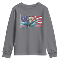 Funny Jesus Shark Youth Sweatshirt Christian Patriotic American Flag Meme - Wonder Print Shop