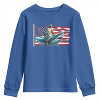 Funny Jesus Shark Youth Sweatshirt Christian Patriotic American Flag Meme - Wonder Print Shop