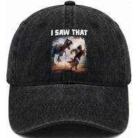 Funny Jesus Dinosaur Washed Cotton Baseball Cap I Saw That Christan Meme