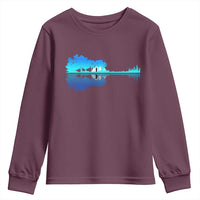 Guitar Lake Shadow Youth Sweatshirt Acoustic Guitarist Musician Nature Lover - Wonder Print Shop