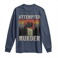 Funny Literary Long Sleeve Shirt Attempted Murder Two Crows Bird on Branch - Wonder Print Shop