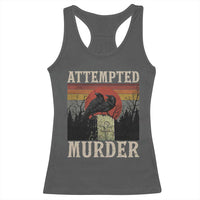 Funny Literary Racerback Tank Top Attempted Murder Two Crows Bird on Branch - Wonder Print Shop