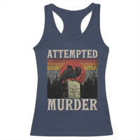 Funny Literary Racerback Tank Top Attempted Murder Two Crows Bird on Branch - Wonder Print Shop