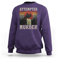 Funny Literary Sweatshirt Attempted Murder Two Crows Bird on Branch - Wonder Print Shop