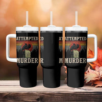 Funny Literary Tumbler With Handle Attempted Murder Two Crows Bird on Branch